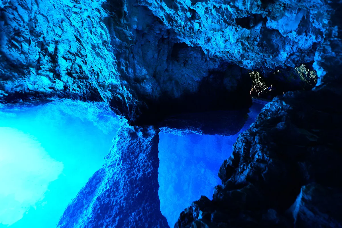 The interior of the blue cave on the island of Biševo
