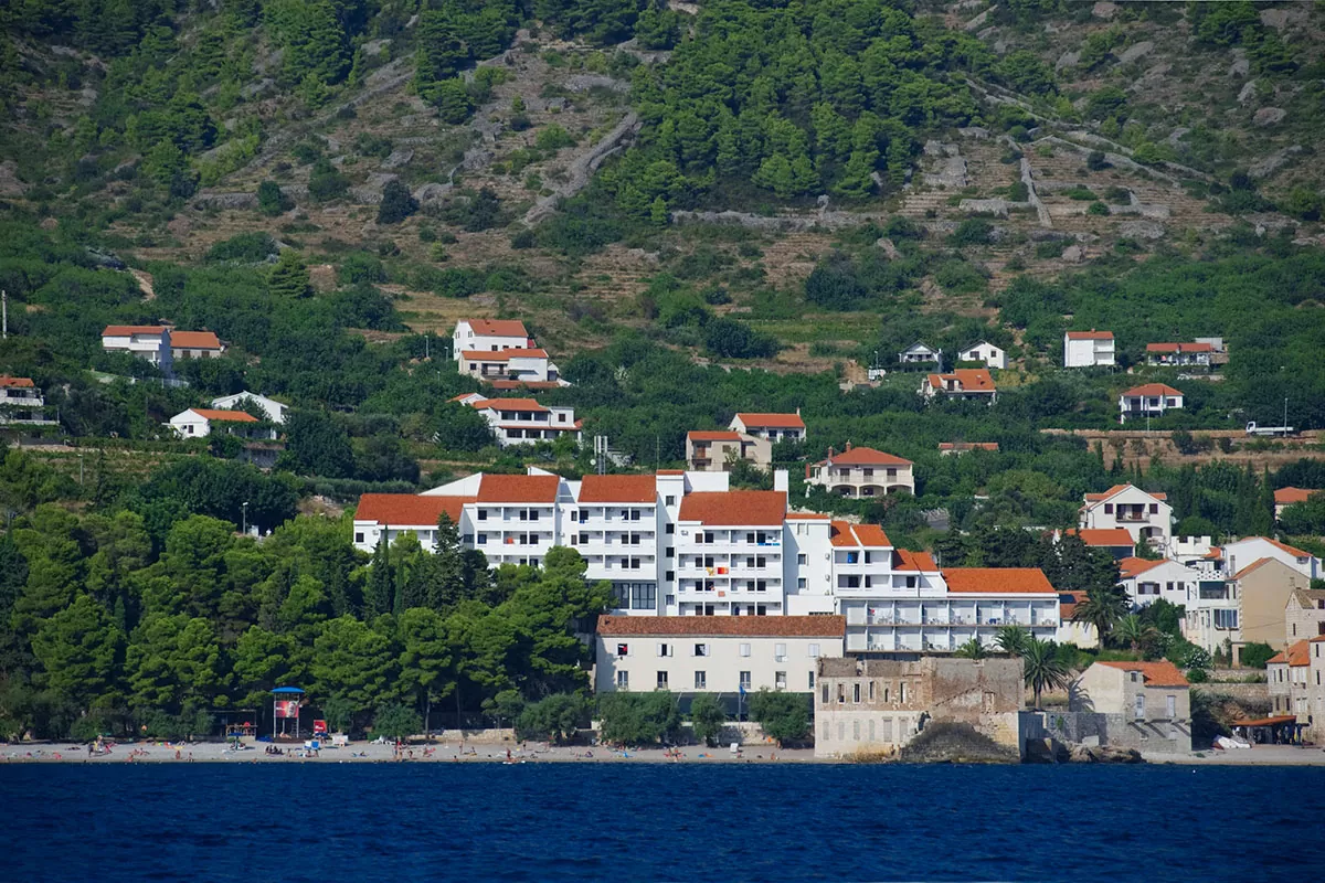 View from the sea on the whole complex of Hotel Biševo
